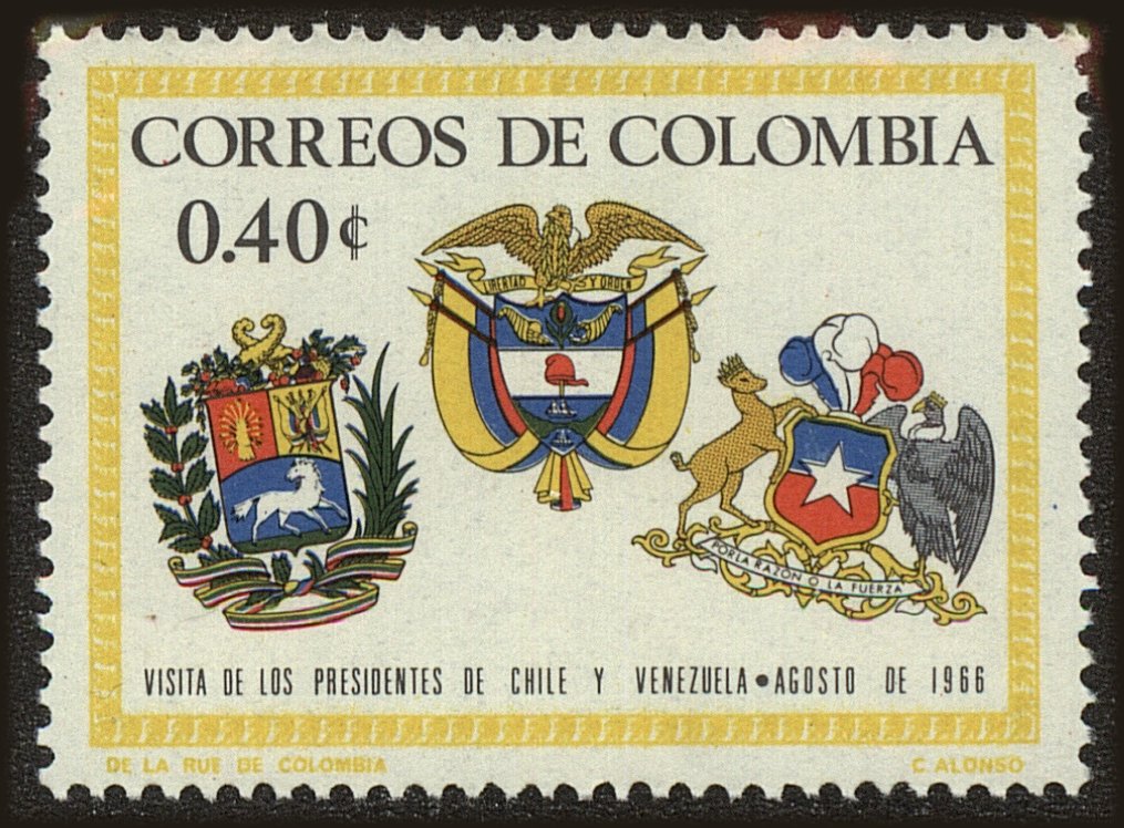 Front view of Colombia 762 collectors stamp