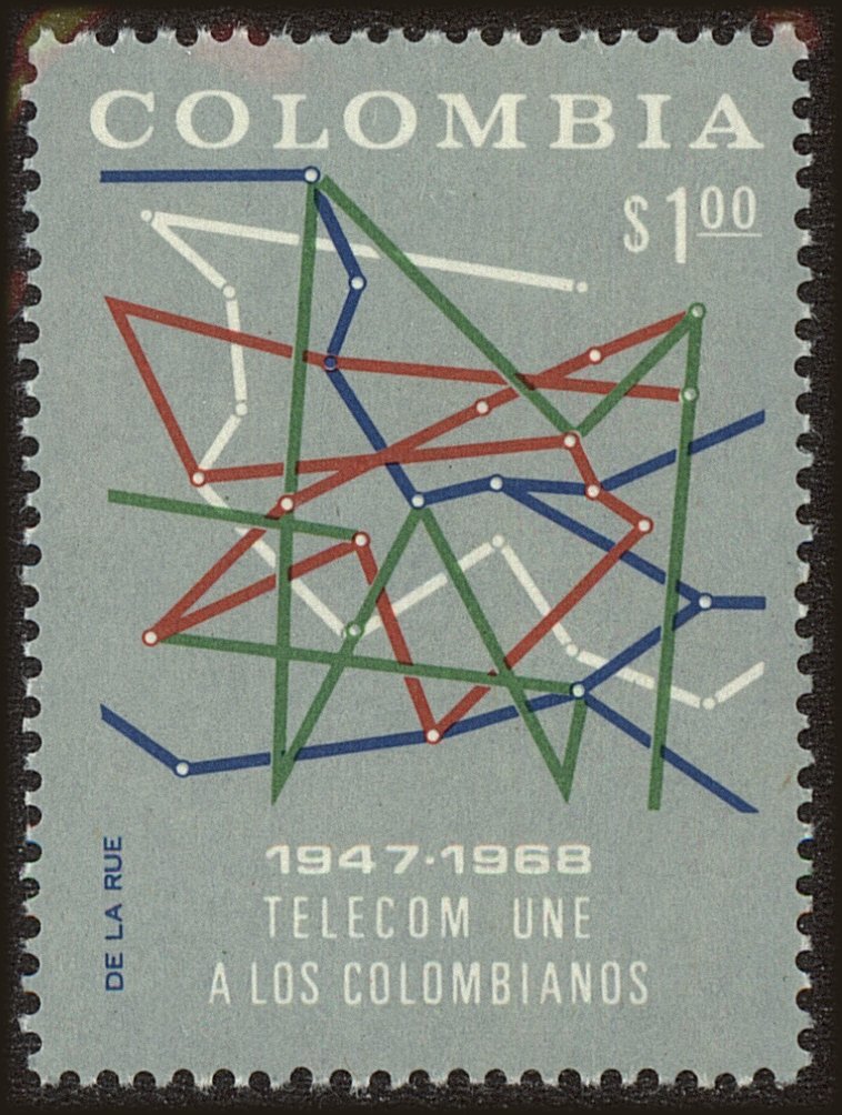 Front view of Colombia 775 collectors stamp