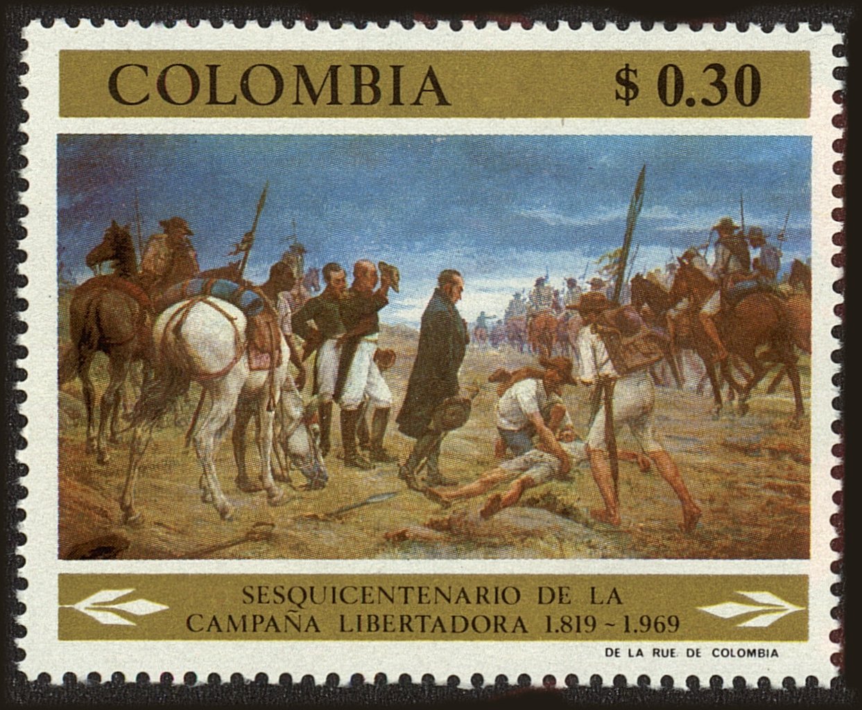 Front view of Colombia 788 collectors stamp