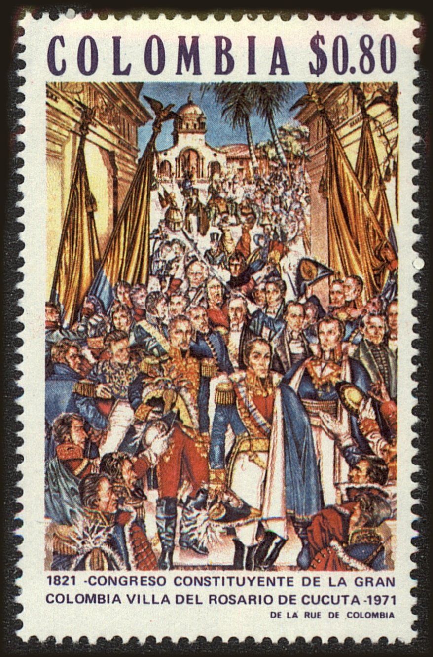 Front view of Colombia 801 collectors stamp