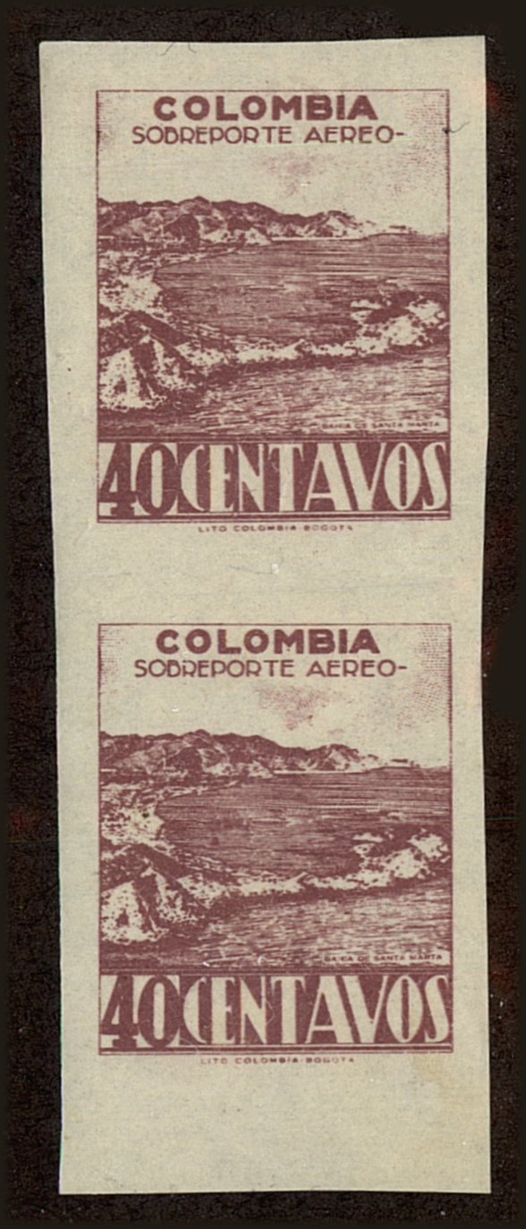 Front view of Colombia C139a collectors stamp