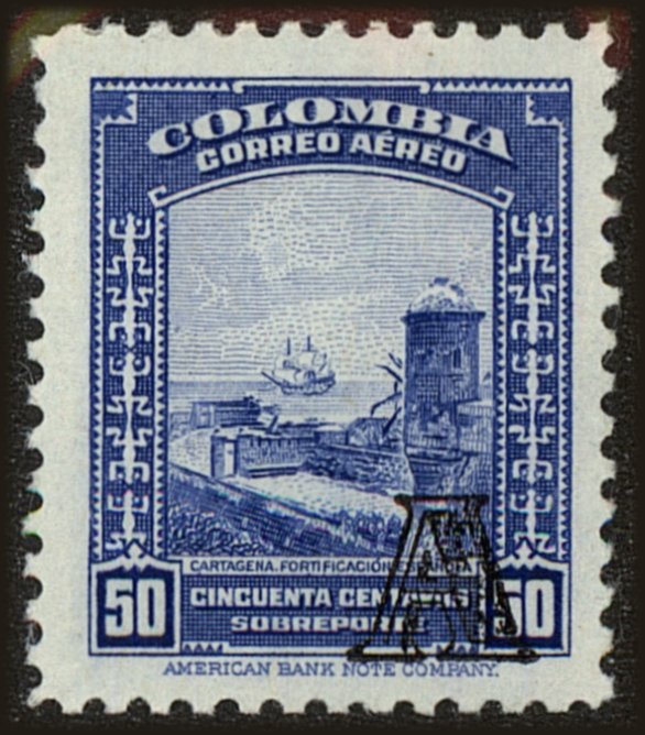 Front view of Colombia C209 collectors stamp