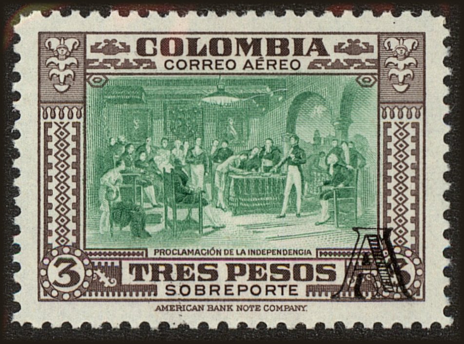 Front view of Colombia C215 collectors stamp