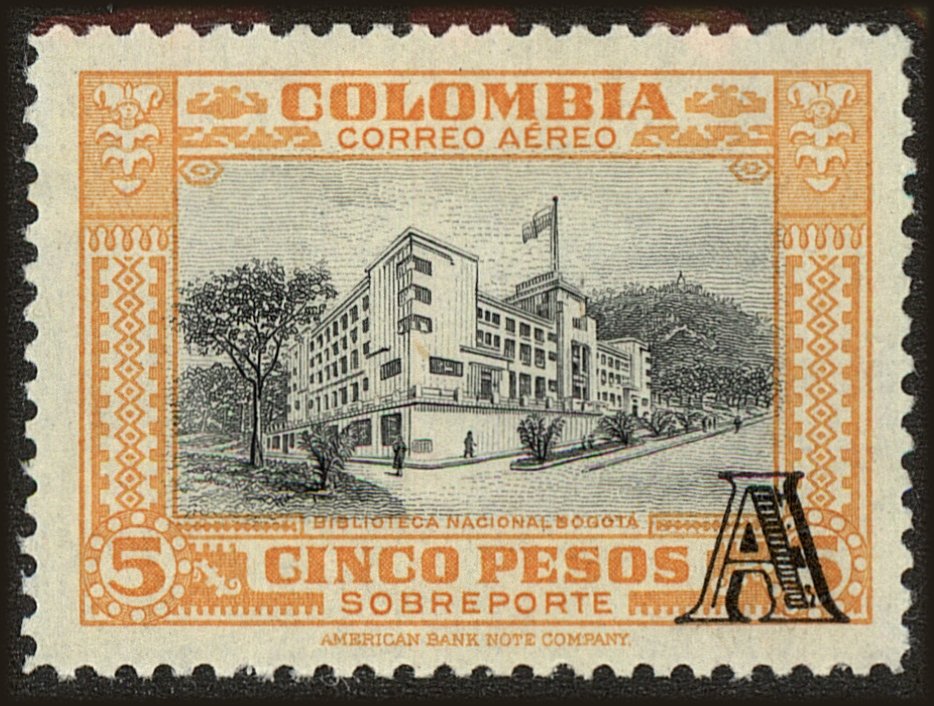 Front view of Colombia C216 collectors stamp