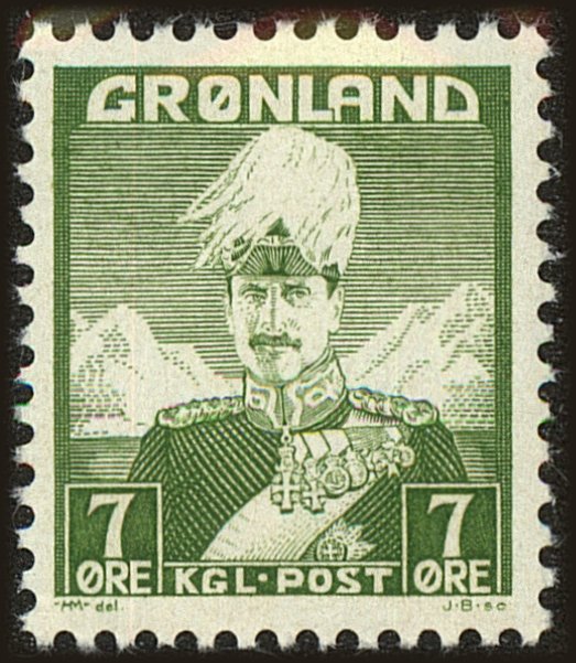 Front view of Greenland 3 collectors stamp