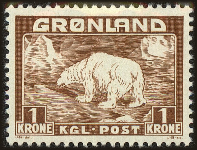 Front view of Greenland 9 collectors stamp