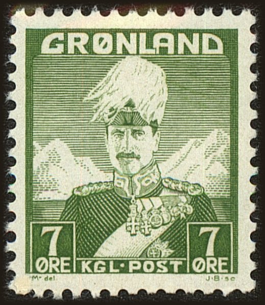 Front view of Greenland 3 collectors stamp