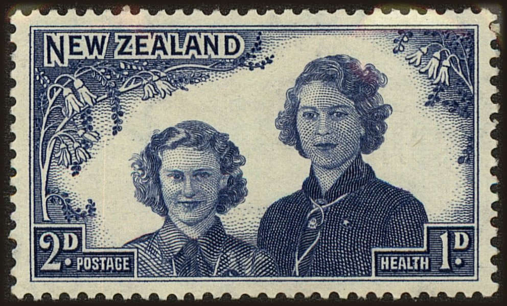 Front view of New Zealand B25 collectors stamp