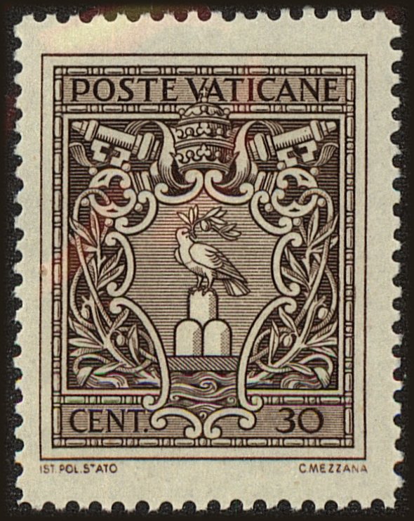 Front view of Vatican City 92 collectors stamp