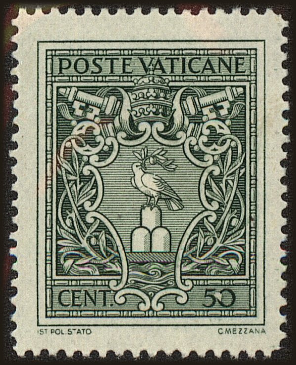 Front view of Vatican City 93 collectors stamp