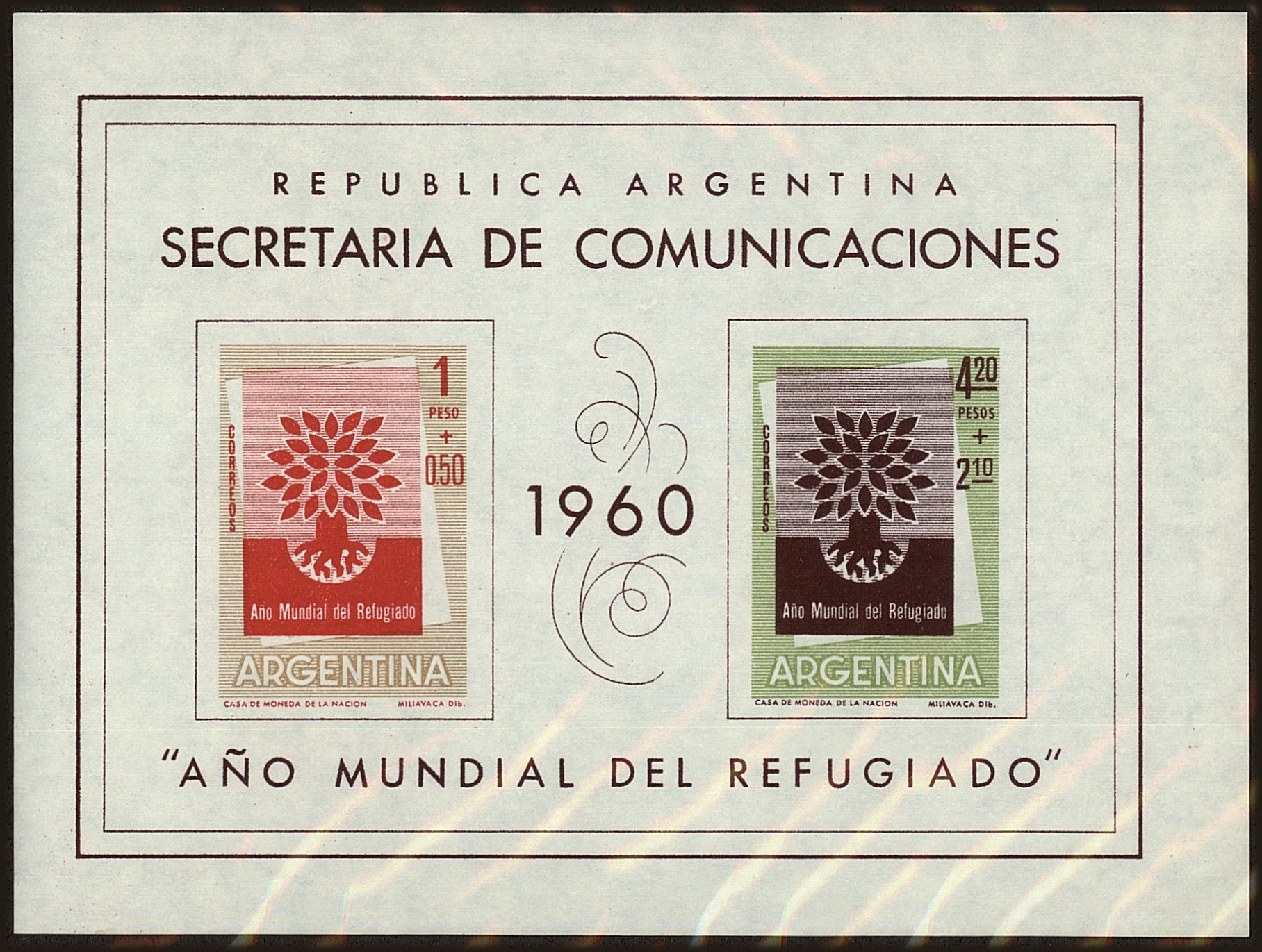 Front view of Argentina B25 collectors stamp