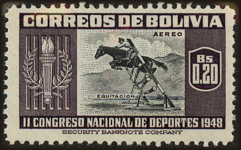 Front view of Bolivia C150 collectors stamp