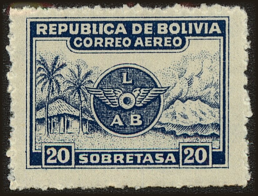 Front view of Bolivia C9 collectors stamp