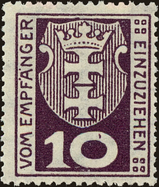 Front view of Danzig J1 collectors stamp