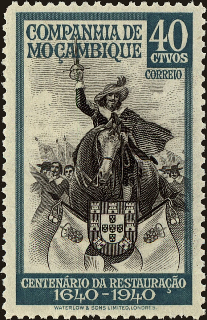 Front view of Mozambique Company 202 collectors stamp