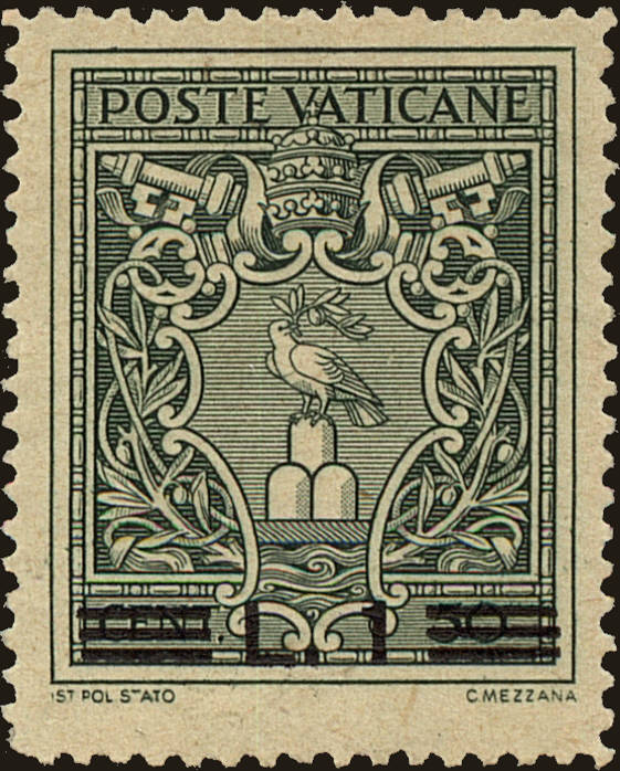 Front view of Vatican City 104 collectors stamp