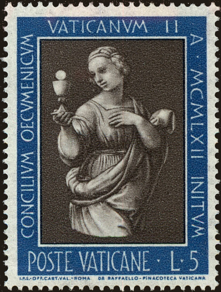 Front view of Vatican City 345 collectors stamp