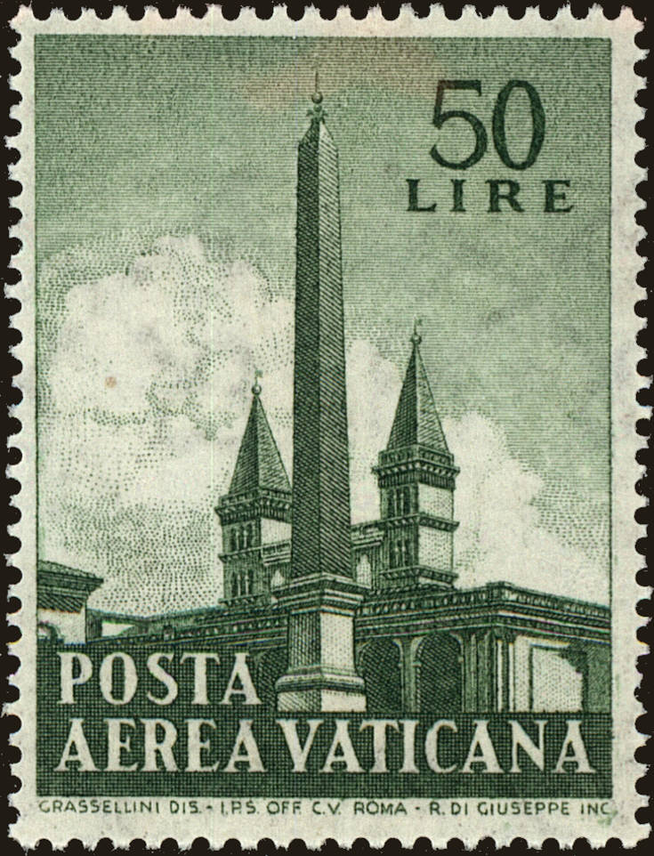 Front view of Vatican City C40 collectors stamp