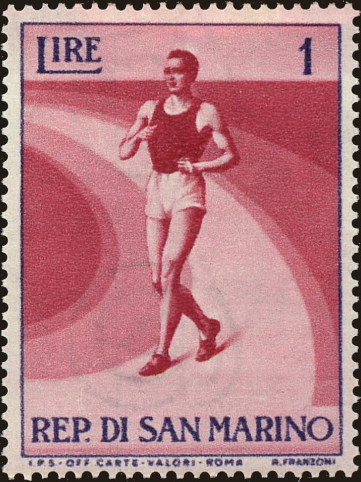 Front view of San Marino 345 collectors stamp