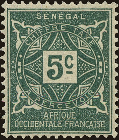 Front view of Senegal J12 collectors stamp