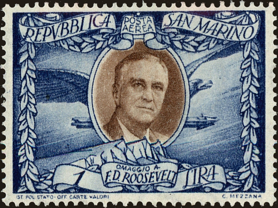 Front view of San Marino C51A collectors stamp