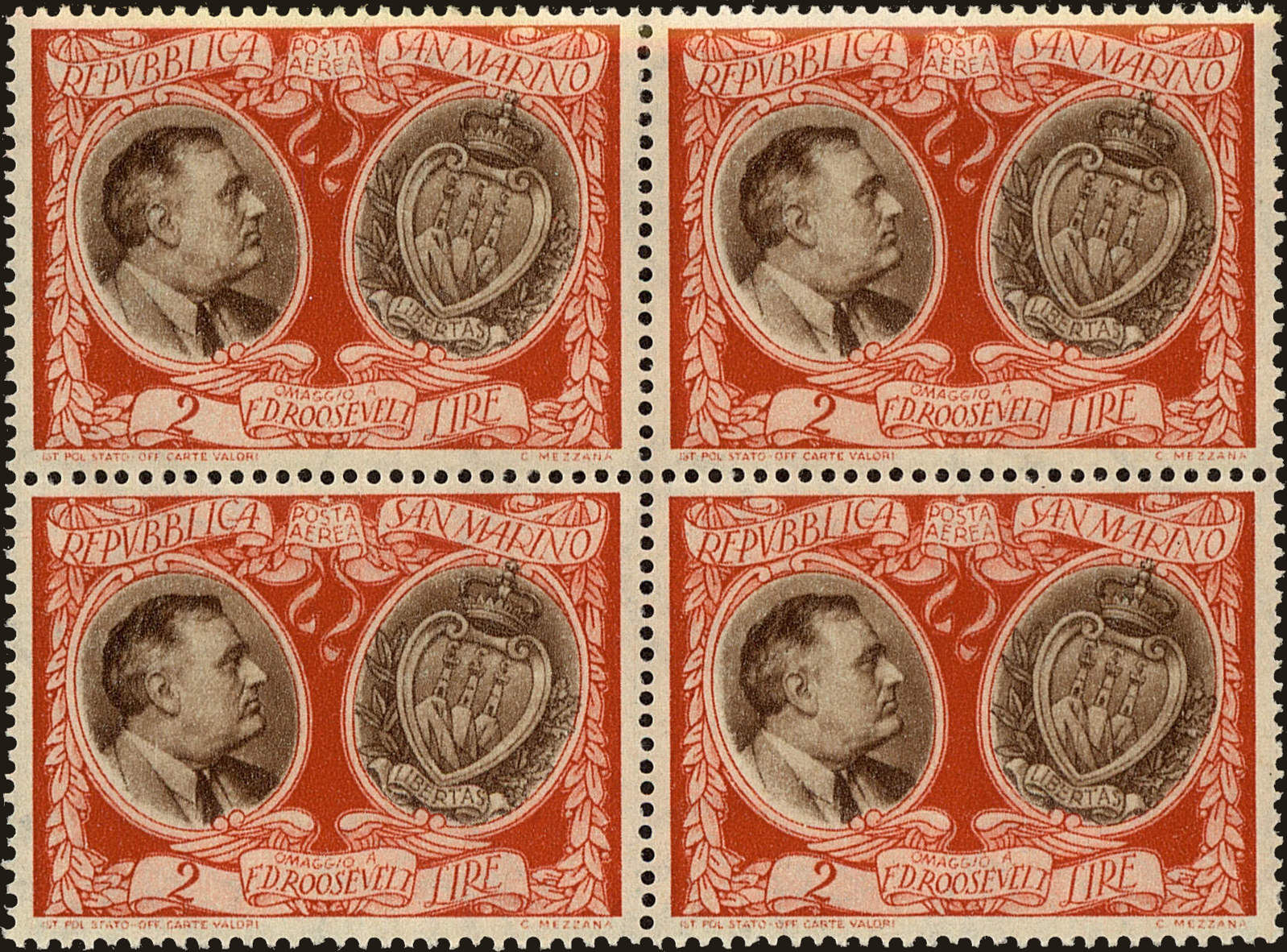 Front view of San Marino C51B collectors stamp