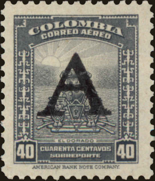 Front view of Colombia C191 collectors stamp
