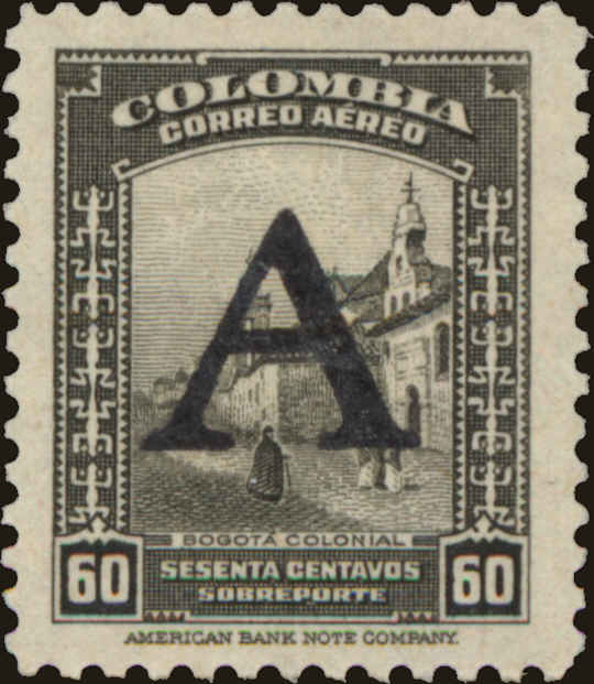 Front view of Colombia C193 collectors stamp