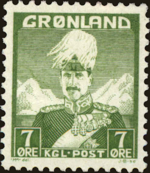 Front view of Greenland 3 collectors stamp