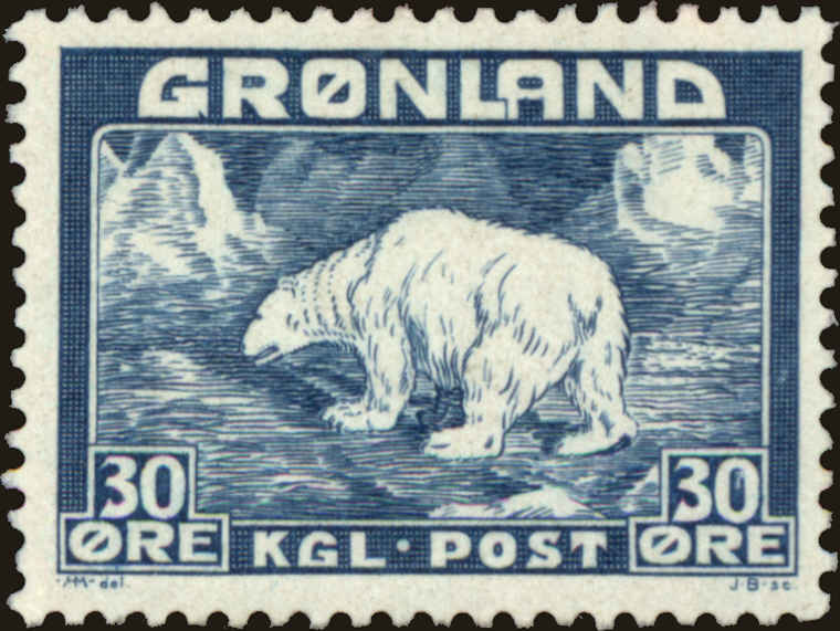 Front view of Greenland 7 collectors stamp