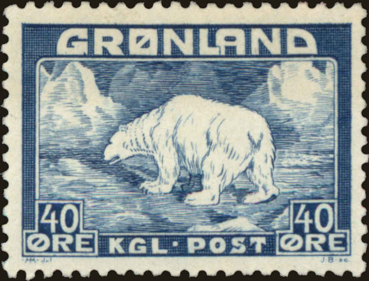 Front view of Greenland 8 collectors stamp