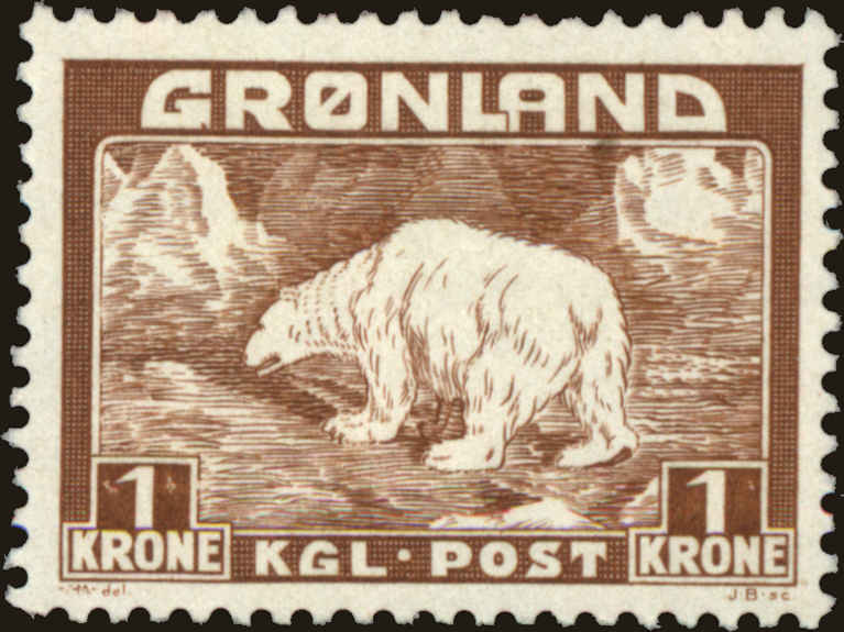 Front view of Greenland 9 collectors stamp