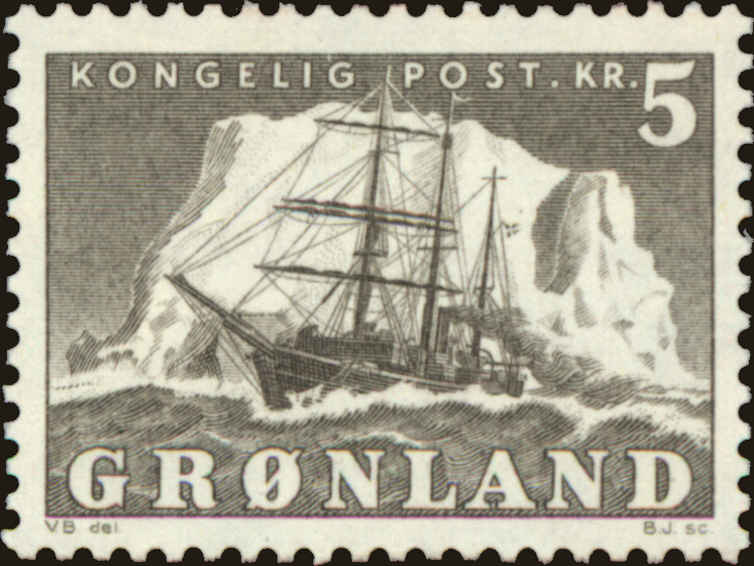 Front view of Greenland 38 collectors stamp