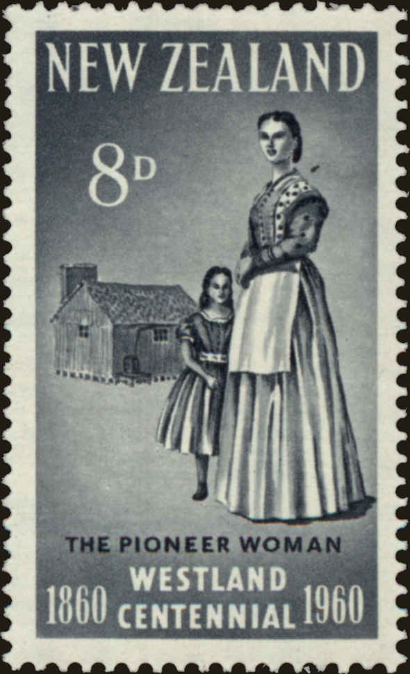 Front view of New Zealand 332 collectors stamp