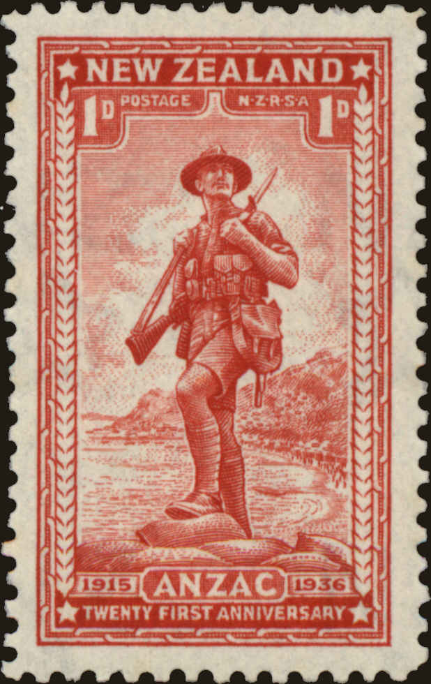 Front view of New Zealand B10 collectors stamp