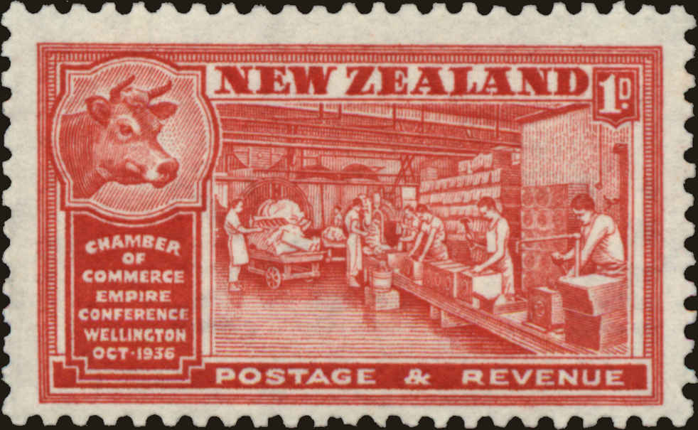 Front view of New Zealand 219 collectors stamp