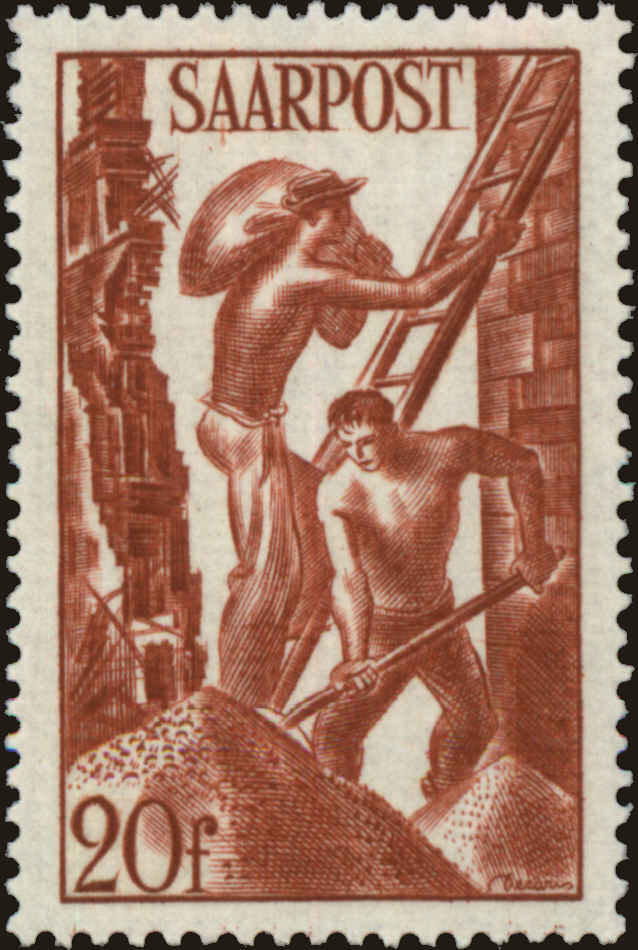 Front view of Saar 199 collectors stamp