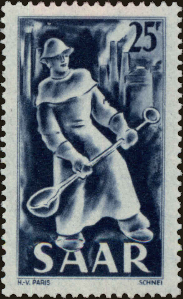 Front view of Saar 216 collectors stamp