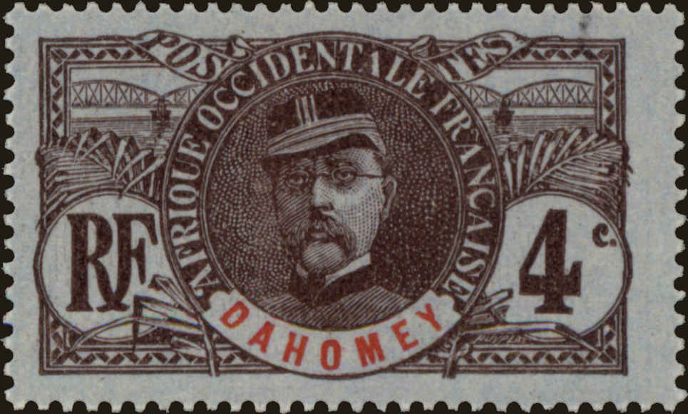 Front view of Dahomey 19 collectors stamp