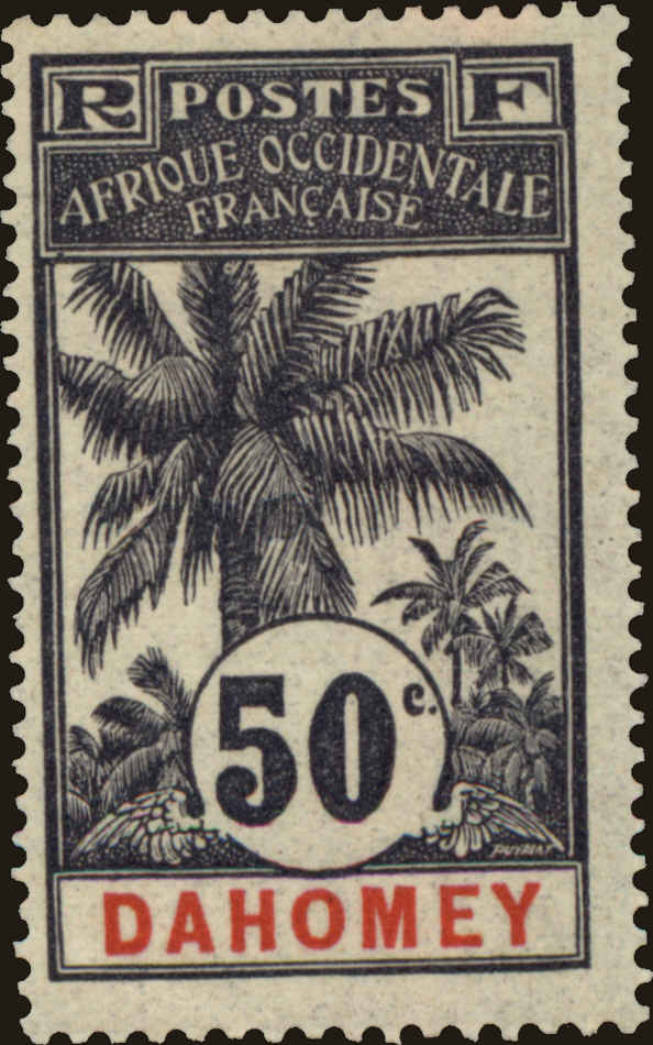 Front view of Dahomey 27 collectors stamp