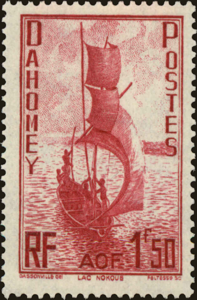 Front view of Dahomey 128 collectors stamp