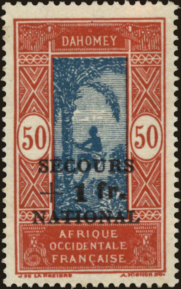Front view of Dahomey B8 collectors stamp