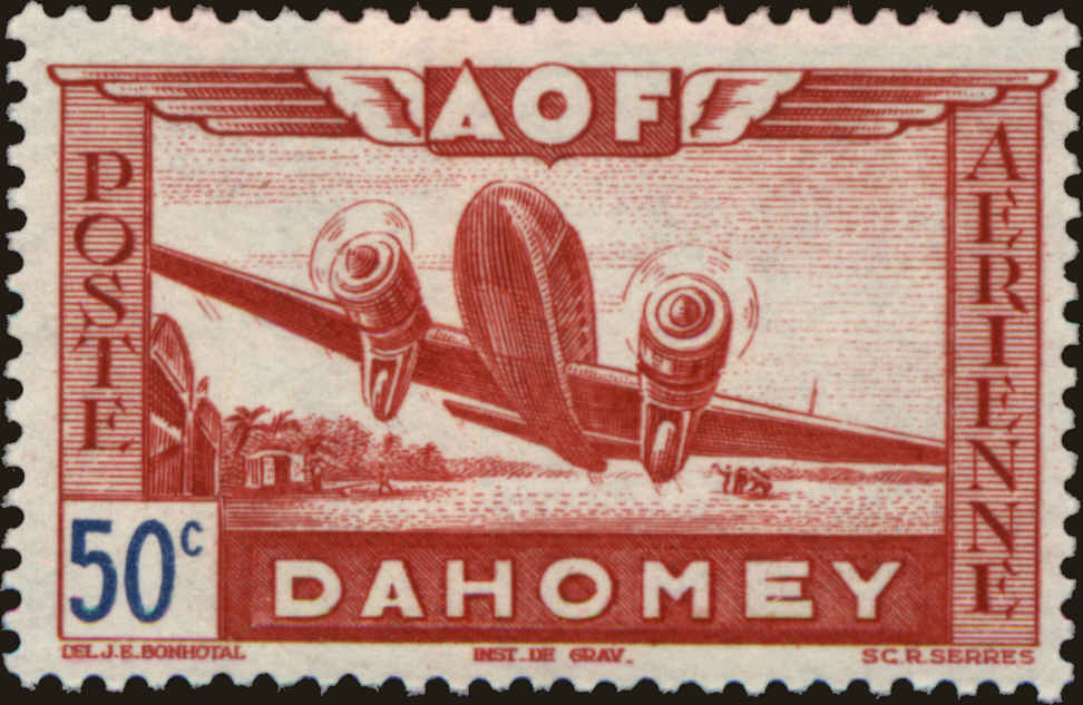 Front view of Dahomey C6 collectors stamp