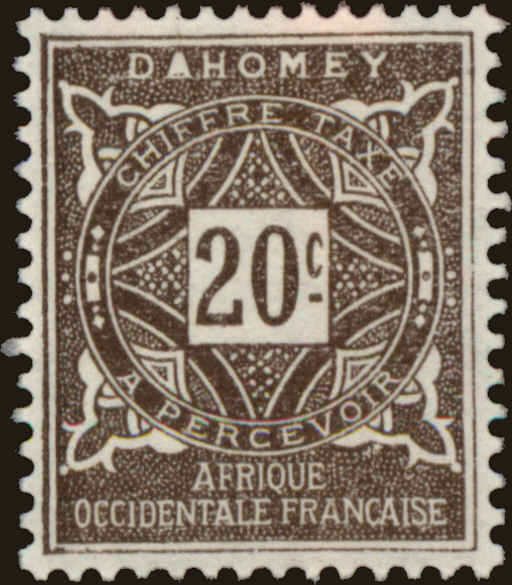 Front view of Dahomey J12 collectors stamp