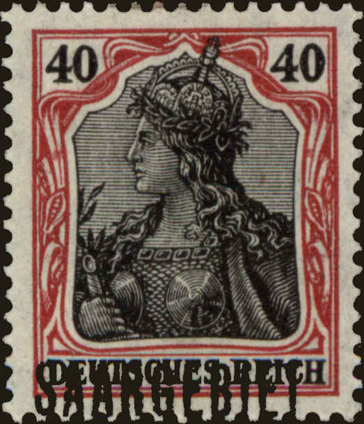 Front view of Saar 50 collectors stamp