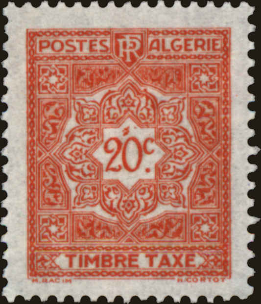 Front view of Algeria J35 collectors stamp