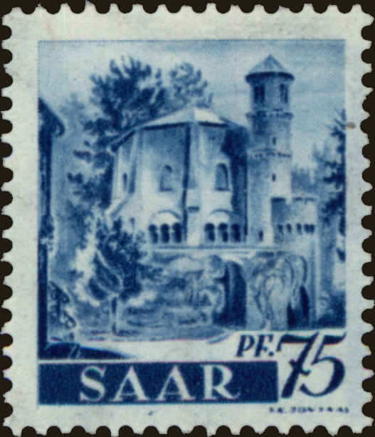 Front view of Saar 174 collectors stamp