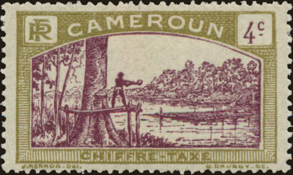 Front view of Cameroun (French) J2 collectors stamp