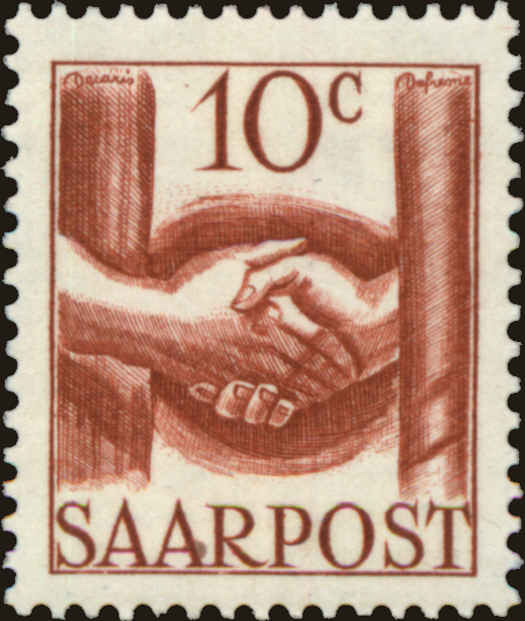 Front view of Saar 188 collectors stamp