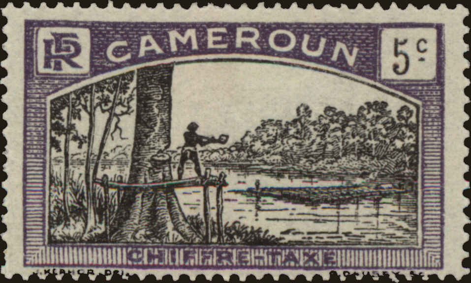Front view of Cameroun (French) J3 collectors stamp